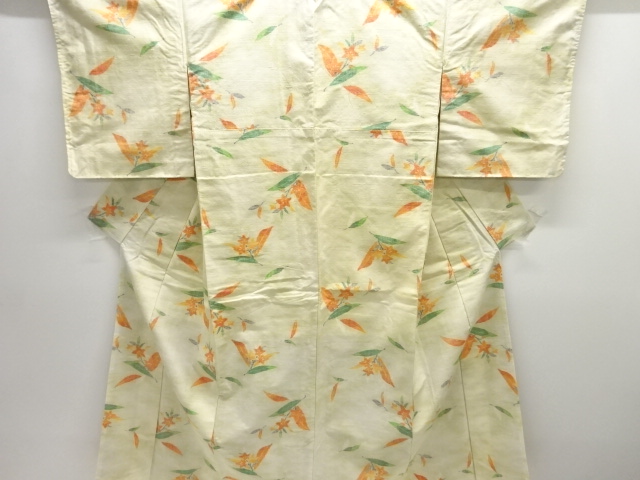 JAPANESE KIMONO / TSUMUGI / WOVEN BALLOON FLOWER